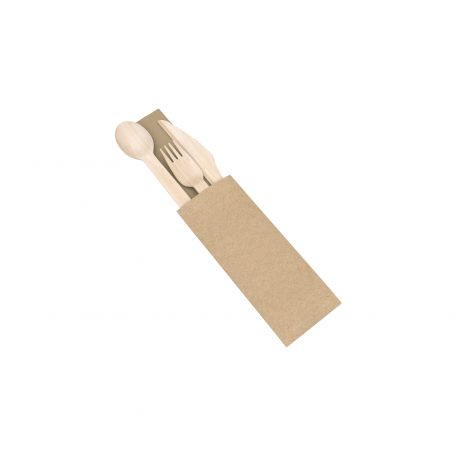 Fa evőeszköz csomag (kés villa kanál szalvéta) 600db/csomag