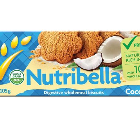 Nutribella teljes kiőrlésű keksz fruktózzal kókuszos 105g