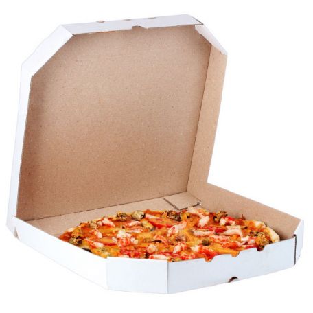 Pizzadoboz 26×26×3 fehér 6 szögl. (100db/csom)